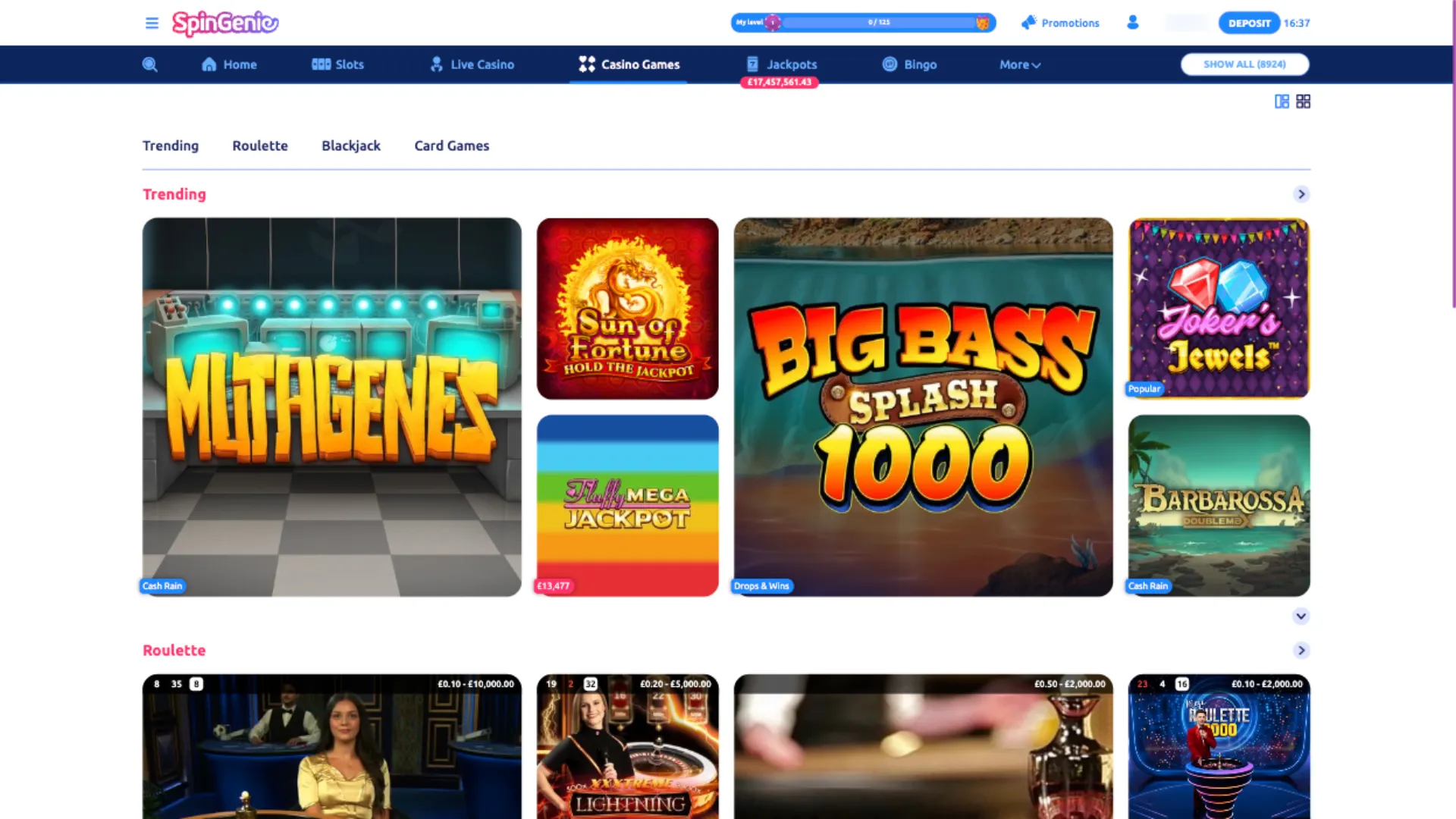 Spin Genie Casino Table Games