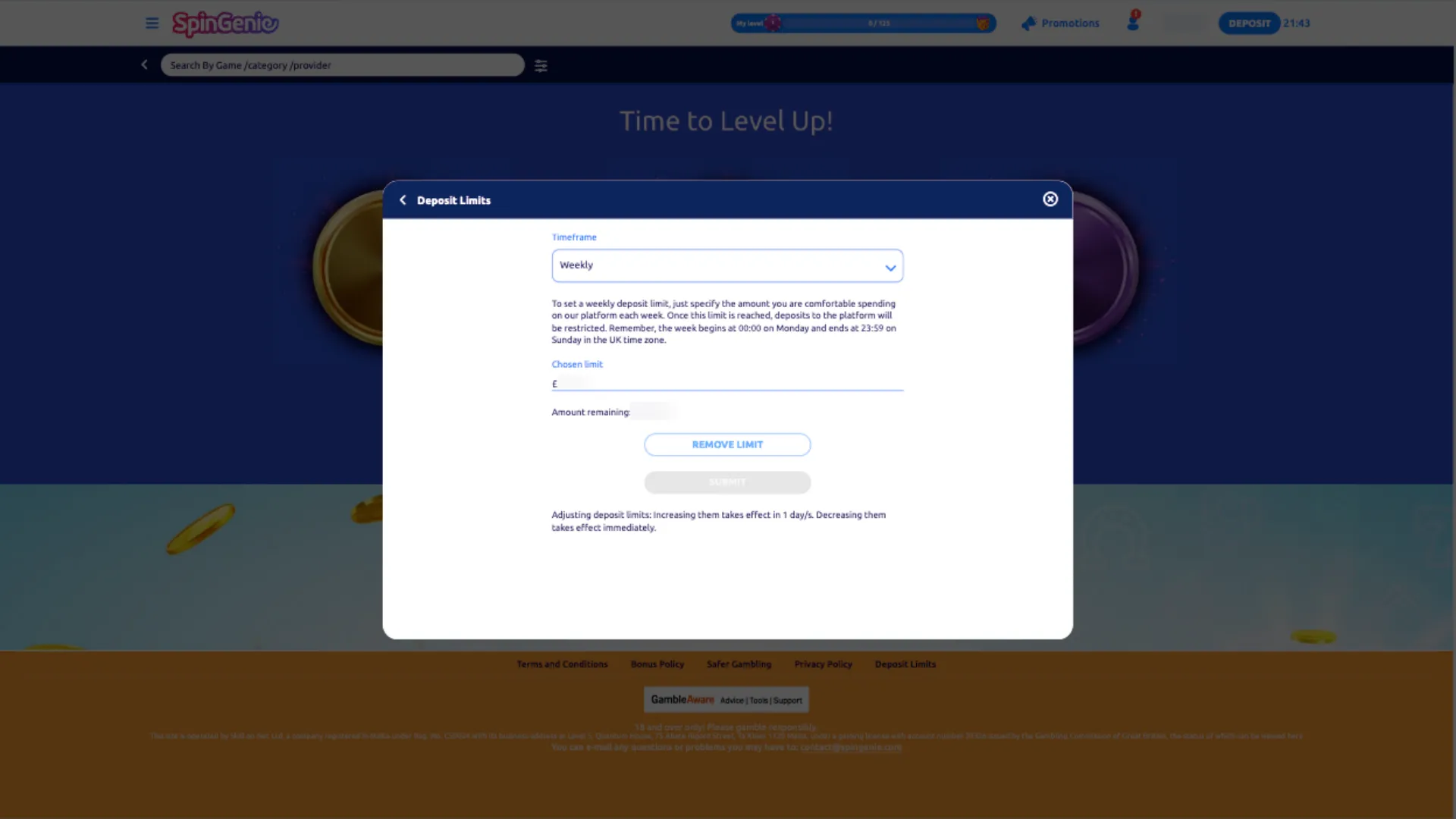 Spin Genie Casino Responsible Gambling Tools