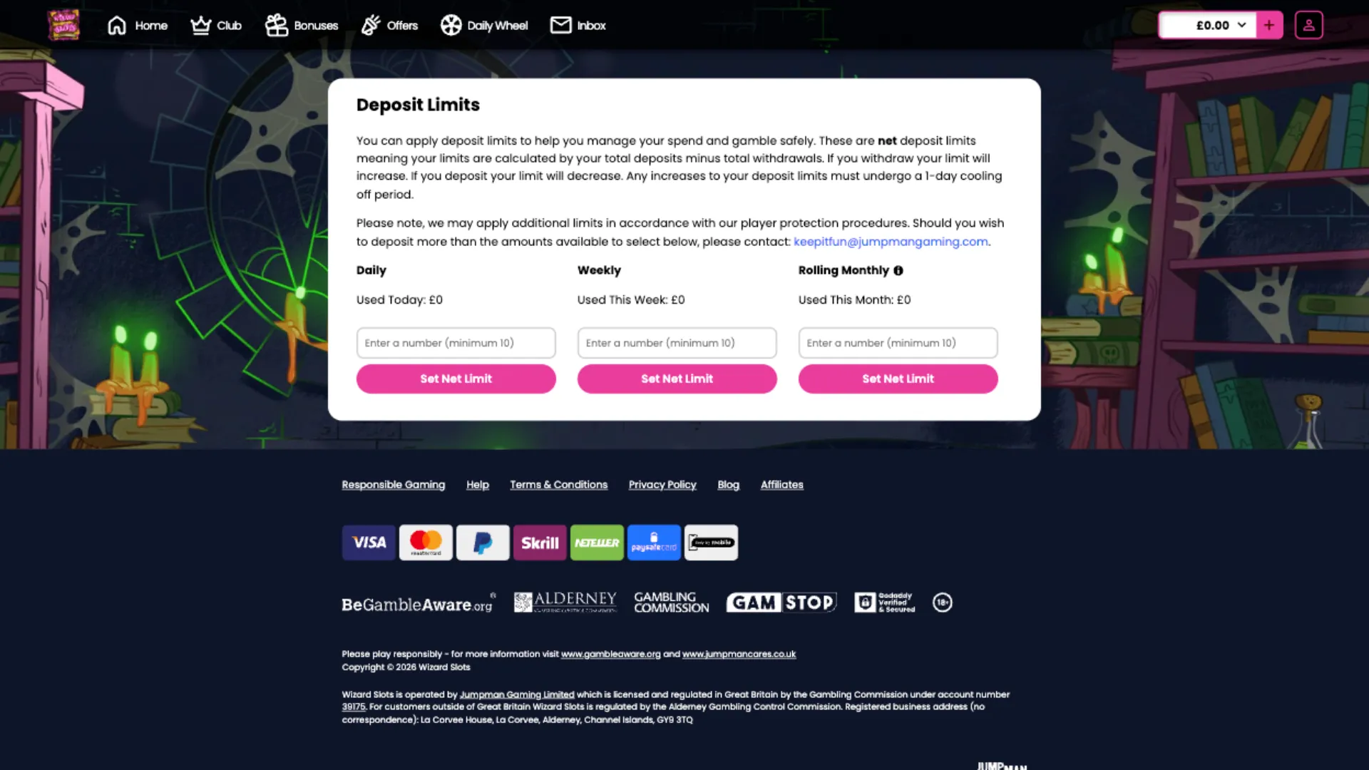 Wizard Slots Casino Responsible Gambling Tools