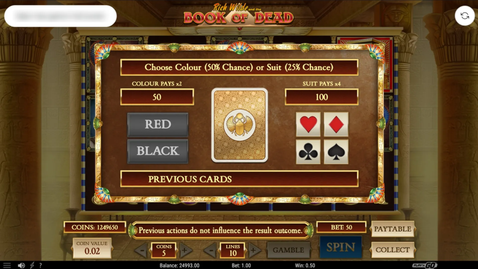 Book of Dead Slot Bonus Game