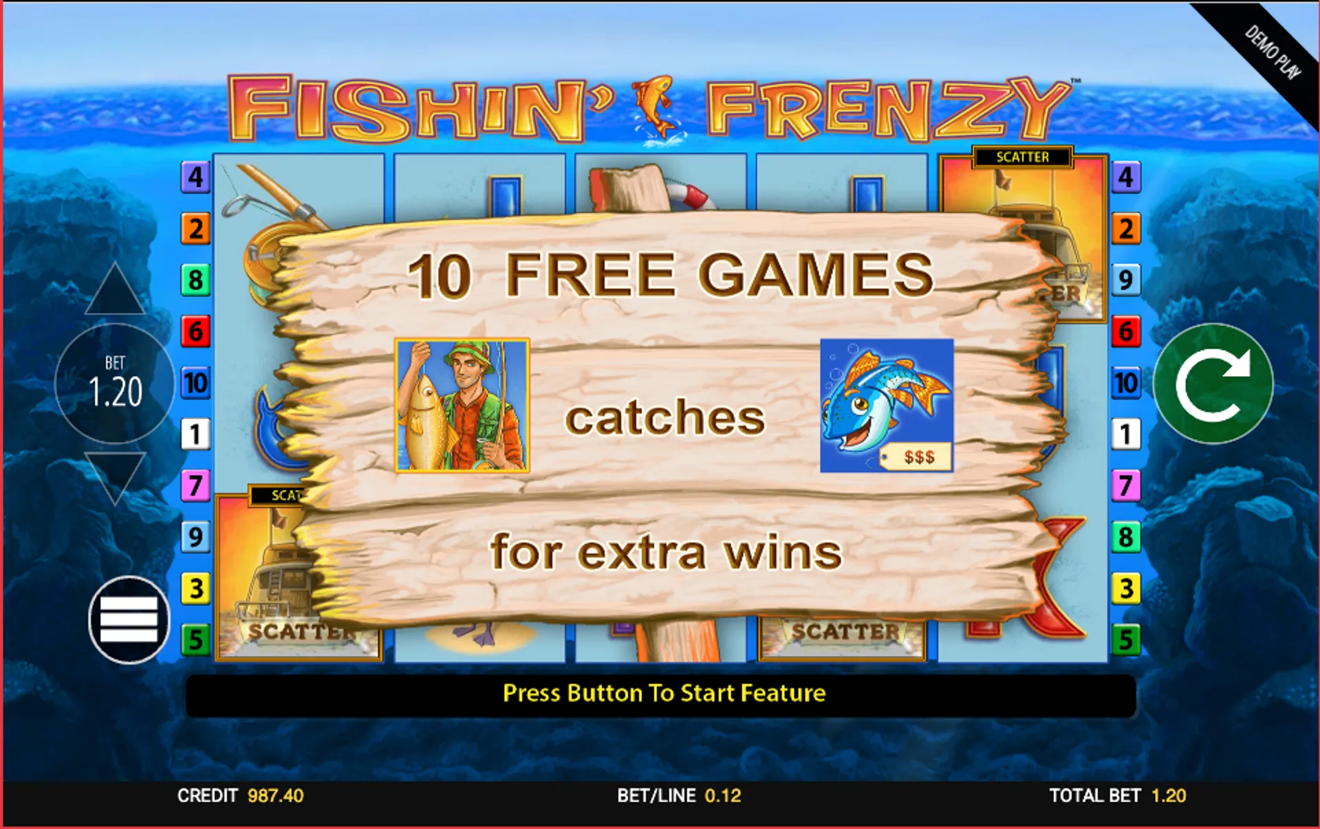 Fishin' Frenzy Slot bonus features