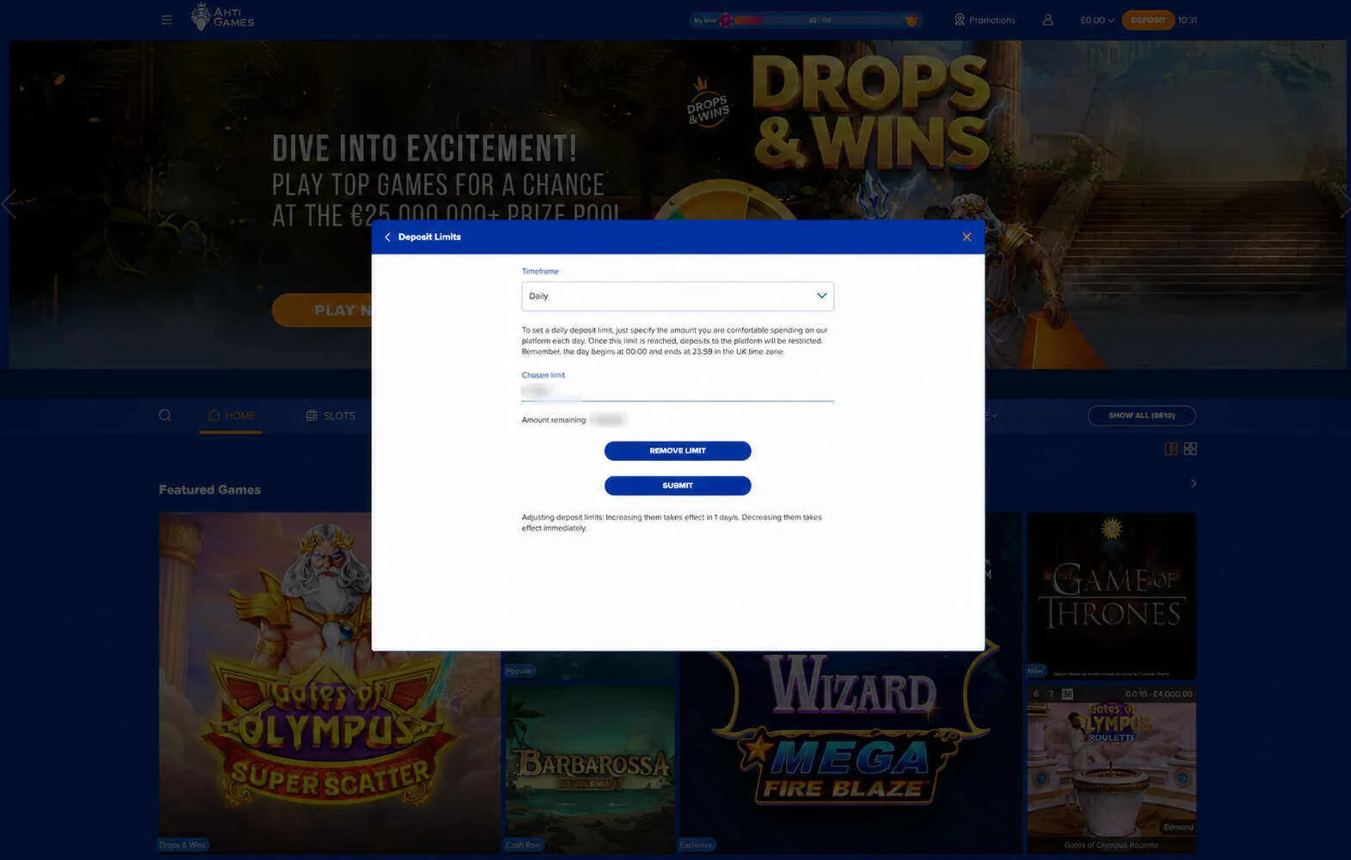 Ahti Games Casino responsible gambling tools