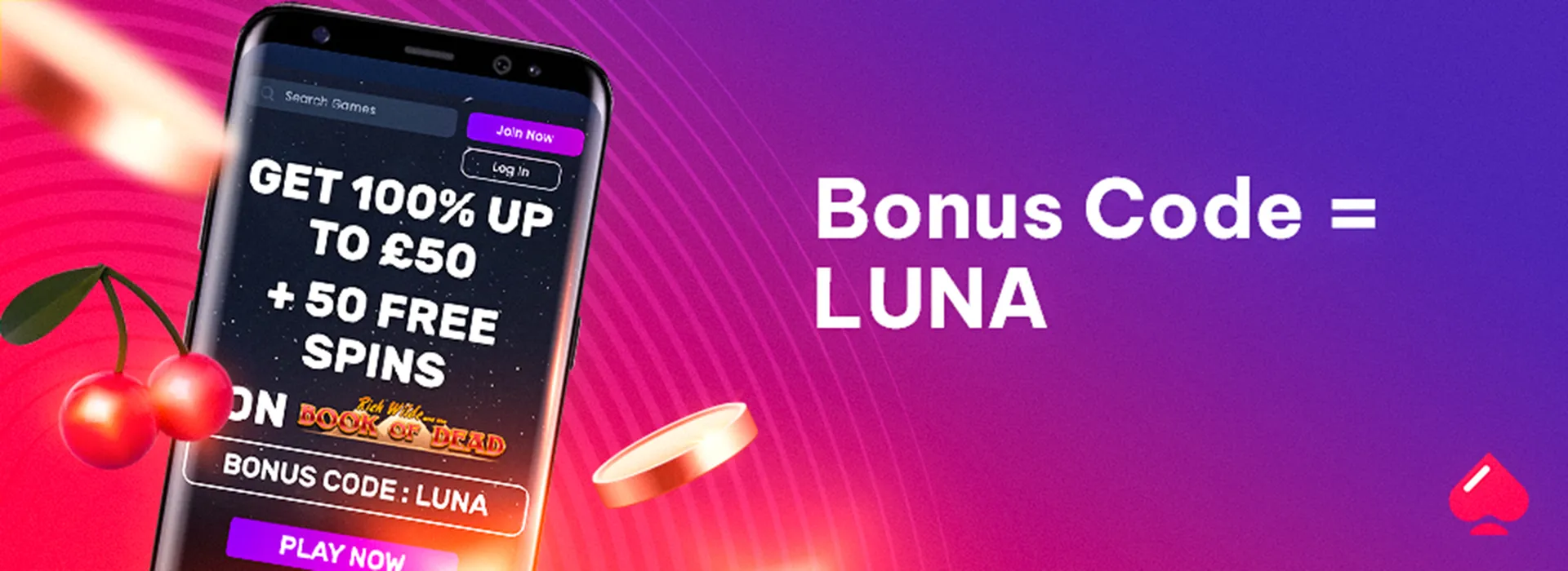 Image showing the bonus code at Luna casino