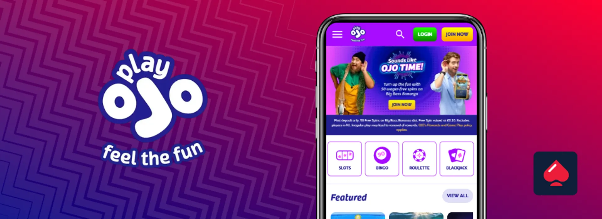 Image of PlayOJO low wagering bonus on mobile