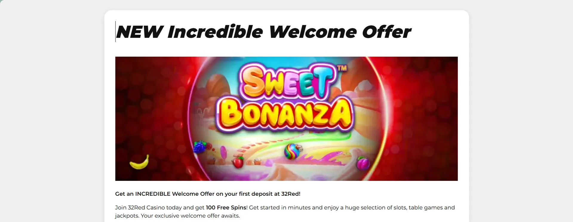 32Red welcome bonus