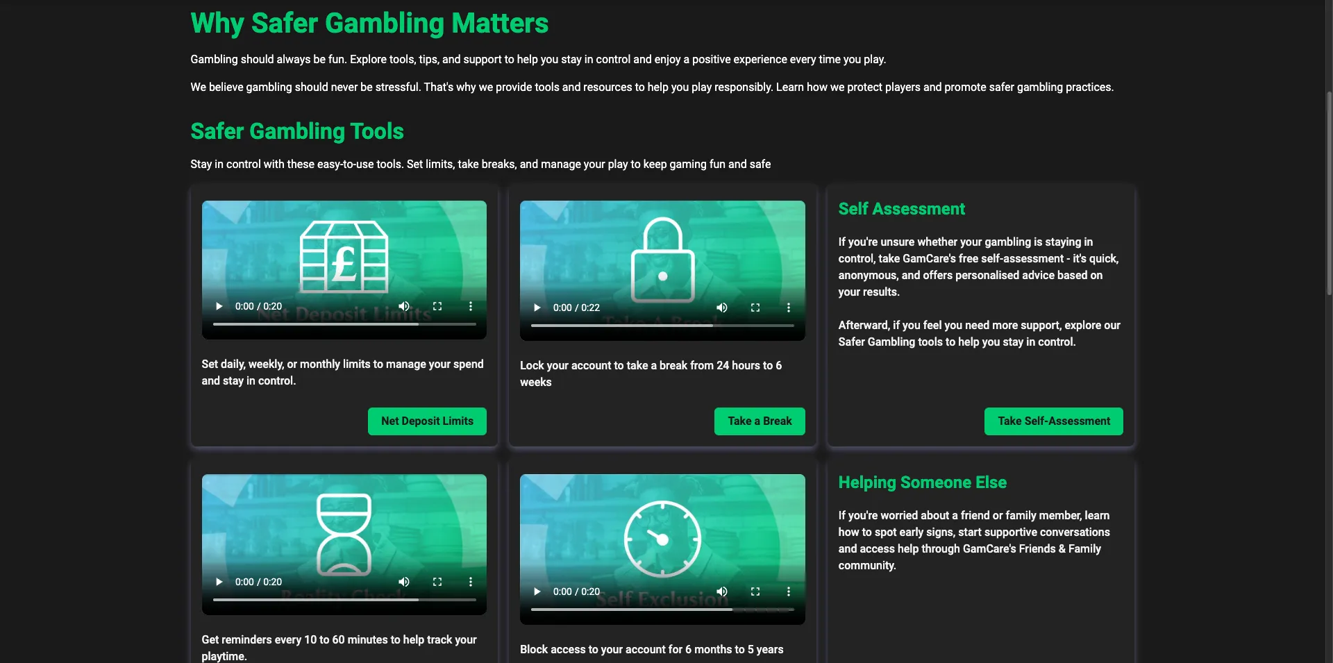 Responsible Gambling Tools