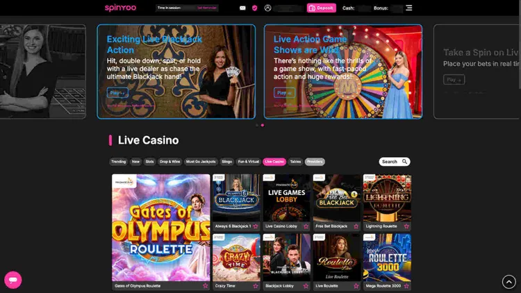 SpinYoo live casino games