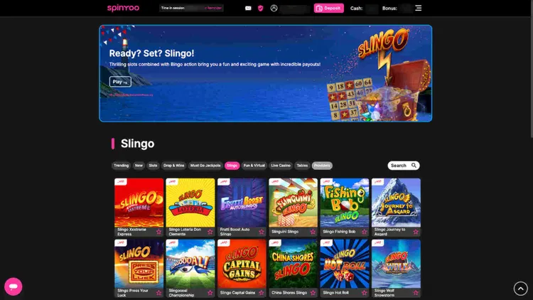SpinYoo exclusive games and Slingo