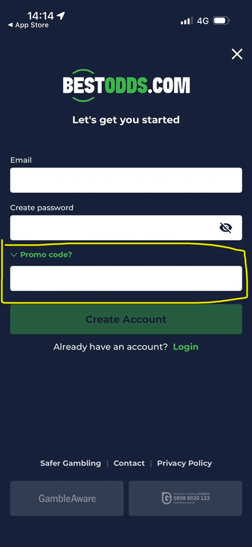 How to sign up at BestOdds on mobile