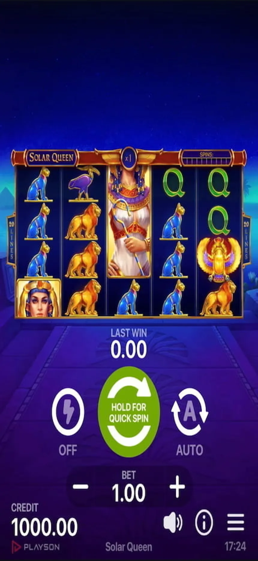 Solar Queen slot on mobile