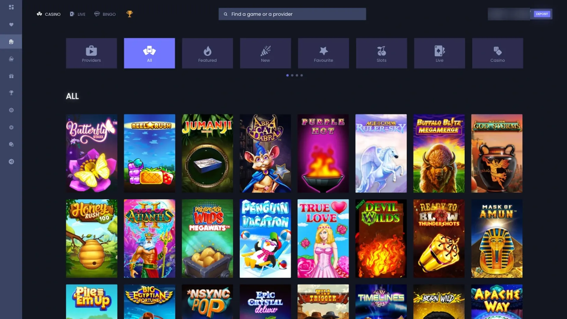 777Tigers casino game lobby Game selection at 777Tigers
